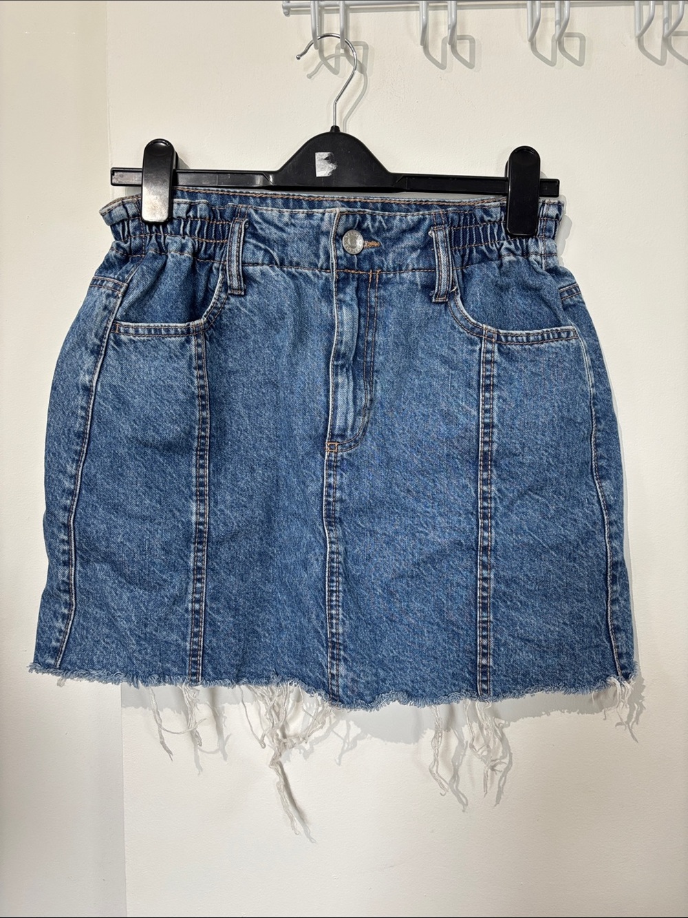 Garage Blue Denim Paperbag Mini Skirt